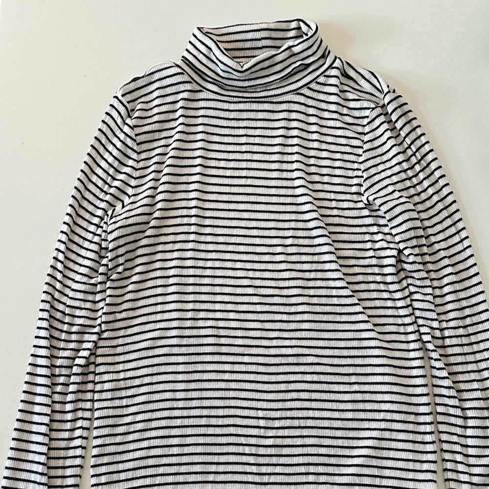 American Eagle Black and White Striped Turtleneck